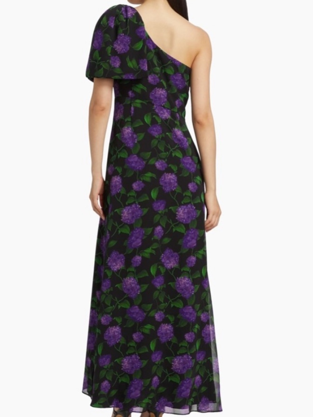 NWT SACHIN + BABI Black & Purple Sleeveless One Shoulder Bow Dress Gown Size 6 - Picture 4 of 8